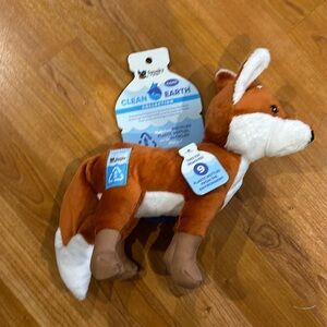 SPUNKY PUP CLEAN EARTH 12” FOX PLUSH DOG TOY FLOATS RECYCLED BOTTLES NEW